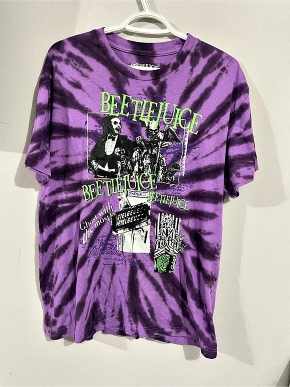 Hybrid Apparel Beetlejuice Purple Tie-Dye Graphic T-Shirt & Green Tie-Dye Tee